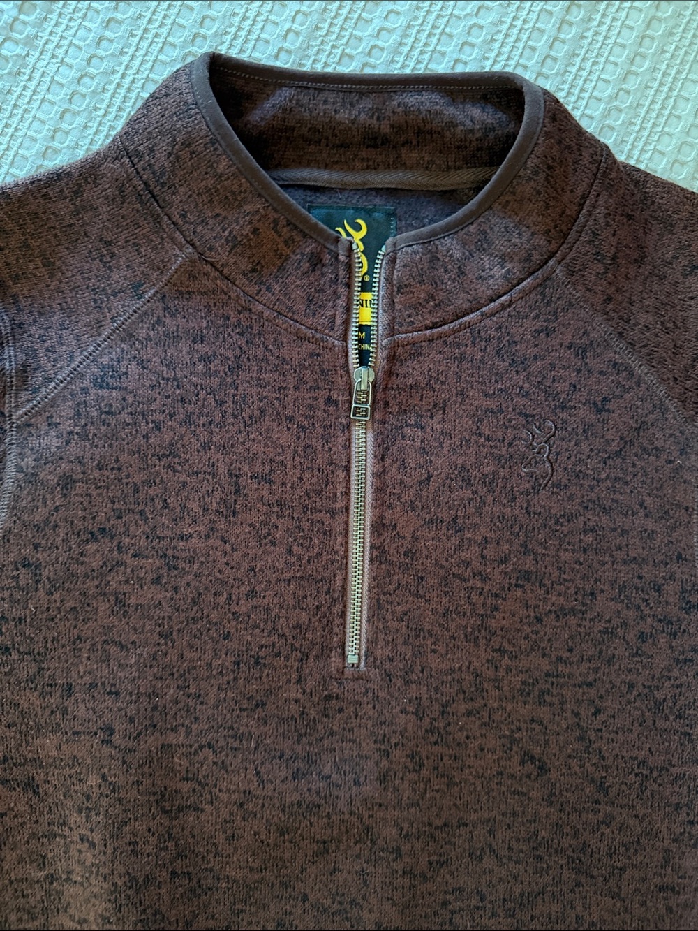Browning Men's Marled Quarter 1/4 Zip Fleece Sweater Sweatshirt Pockets M
